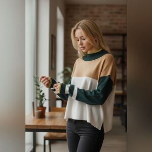 Anthropologie Colorblock Knit Sweater